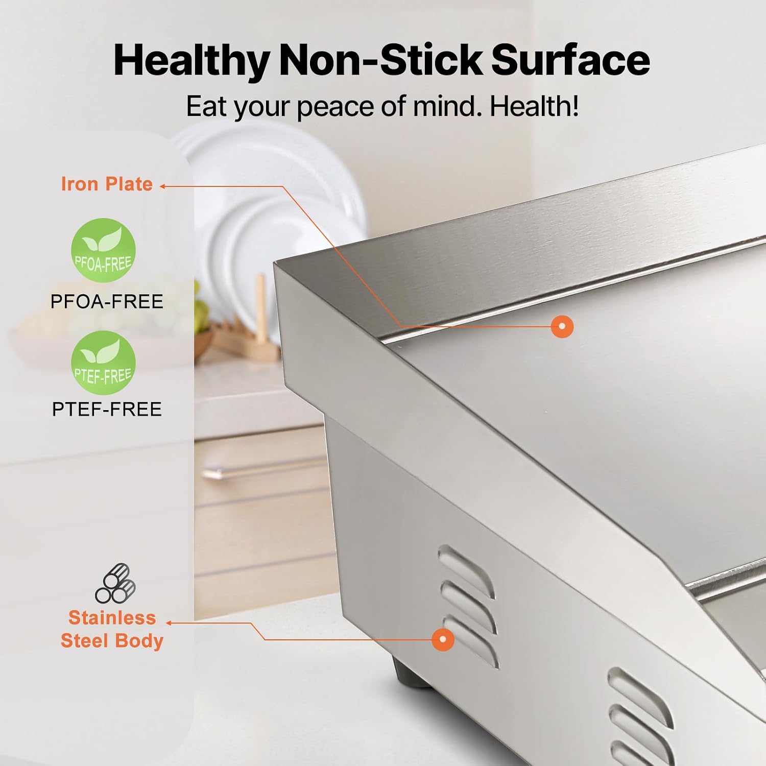 22 Inch 1600W Stainless Steel Commercial Griddle