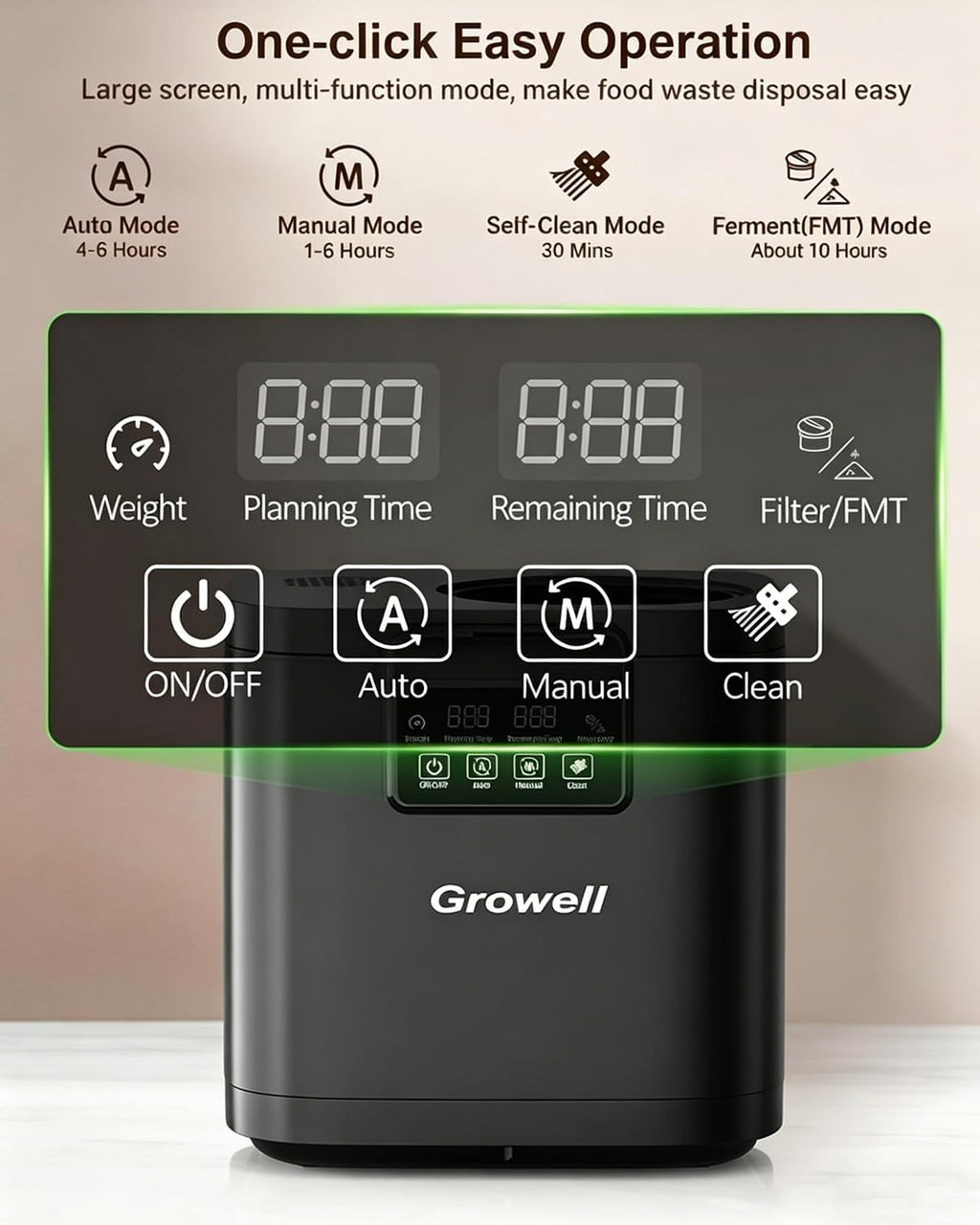 4L Smart Auto-Clean Odorless Indoor Kitchen Electric Composter Machine