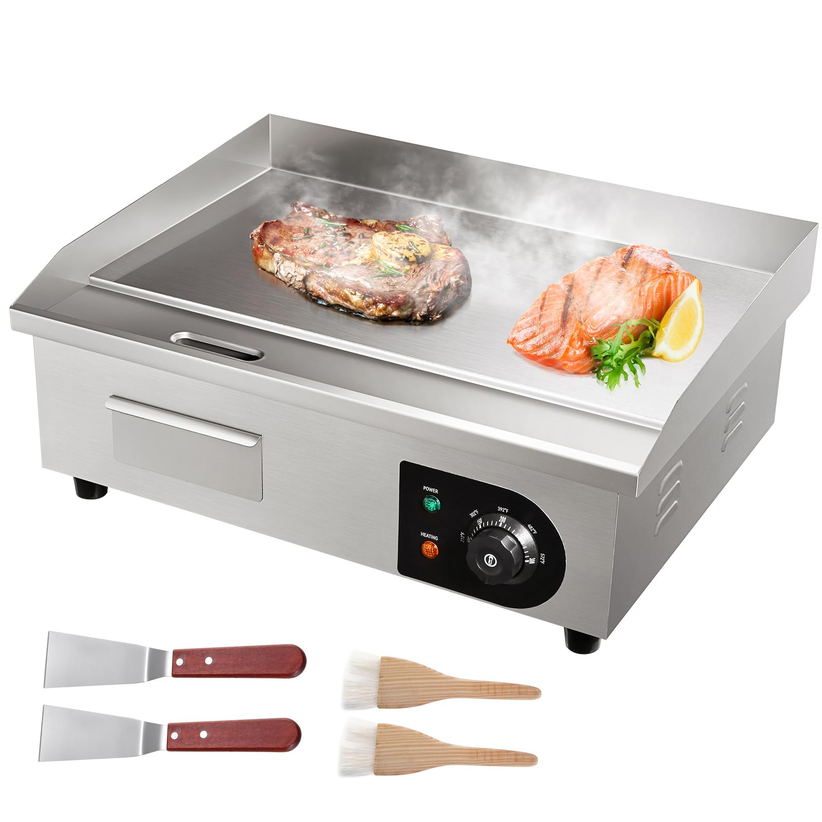 22 Inch 1600W Stainless Steel Commercial Griddle
