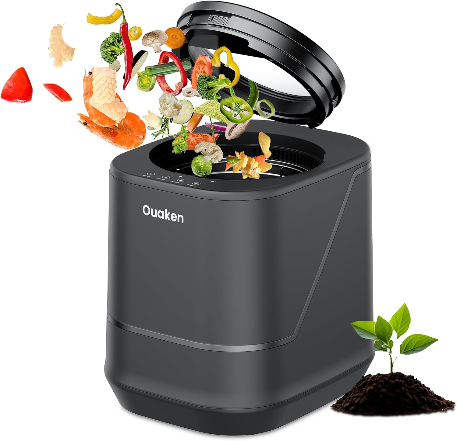 4L Black Smart Auto-Clean Odorless Countertop Kitchen Electric Composter
