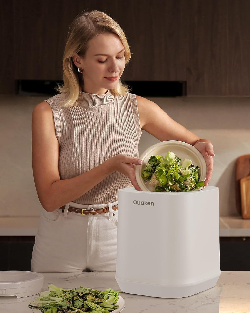 4L White Auto-Clean Odorless Countertop Kitchen Composter