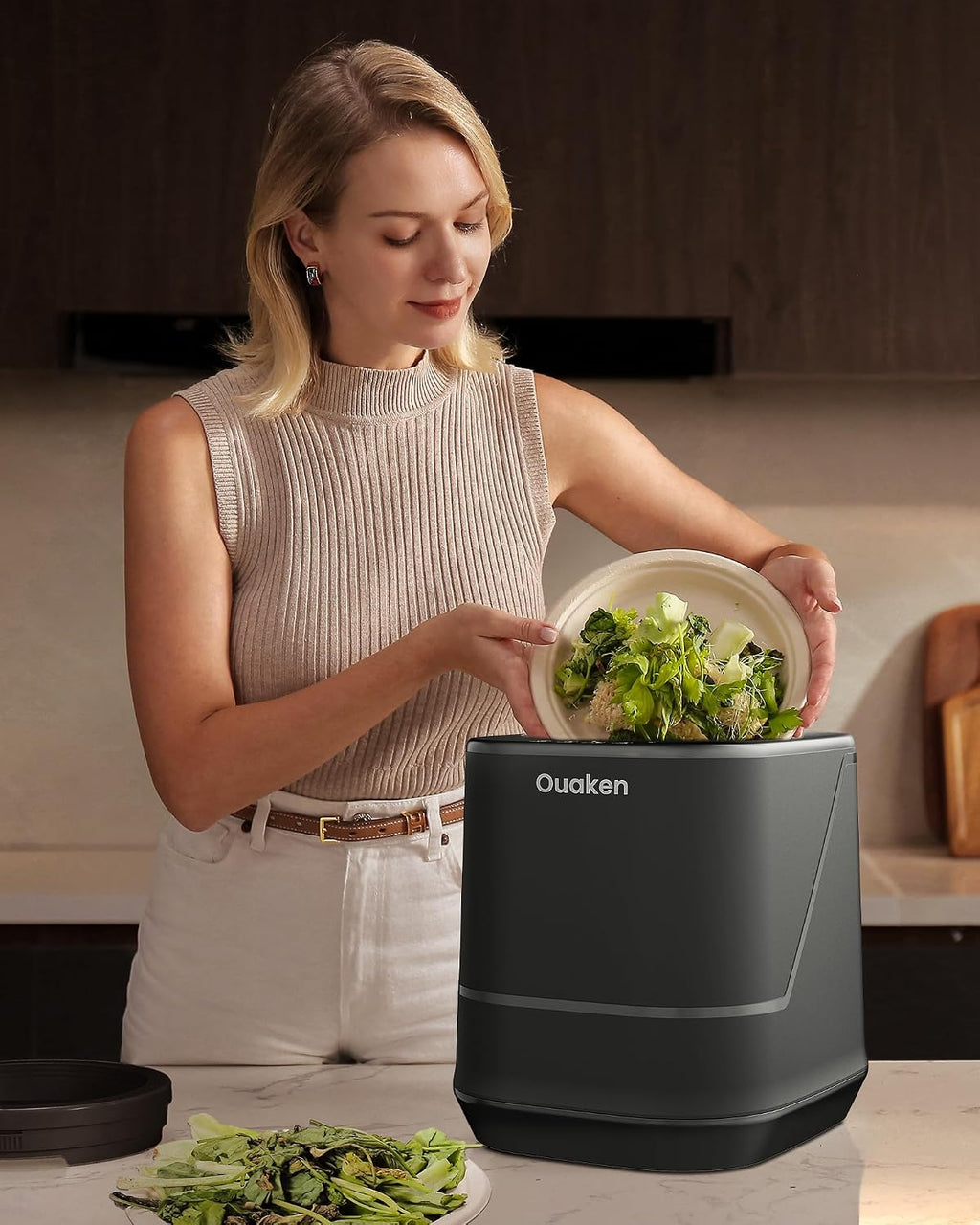 4L Black Smart Auto-Clean Odorless Countertop Kitchen Electric Composter