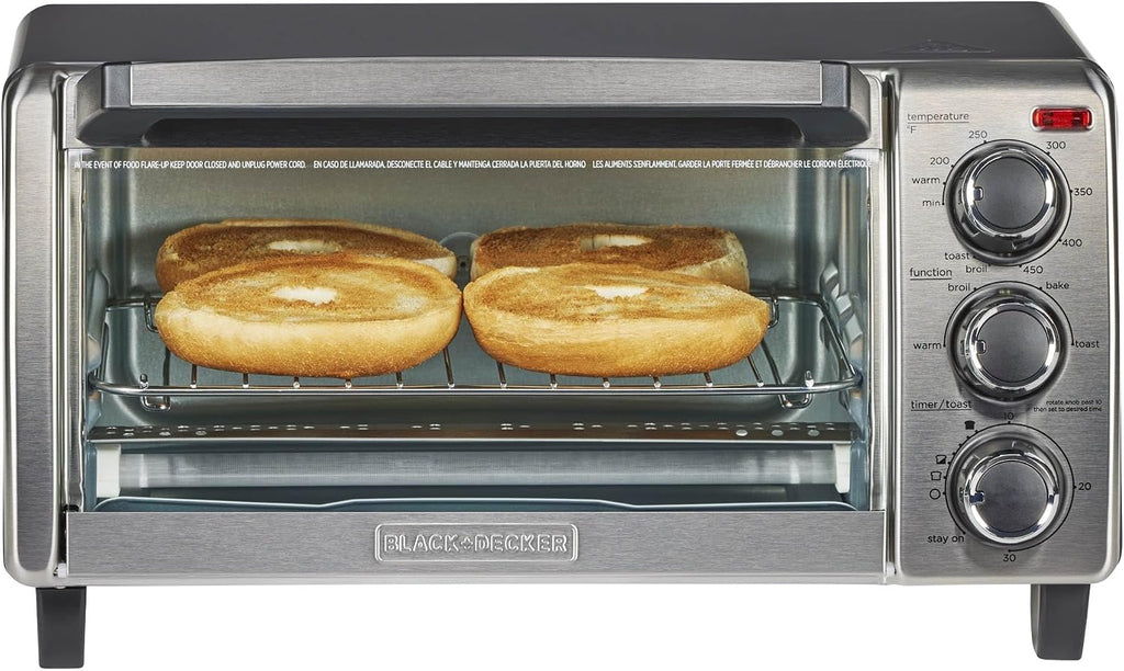 Silver Countertop Toaster Oven Compact Size