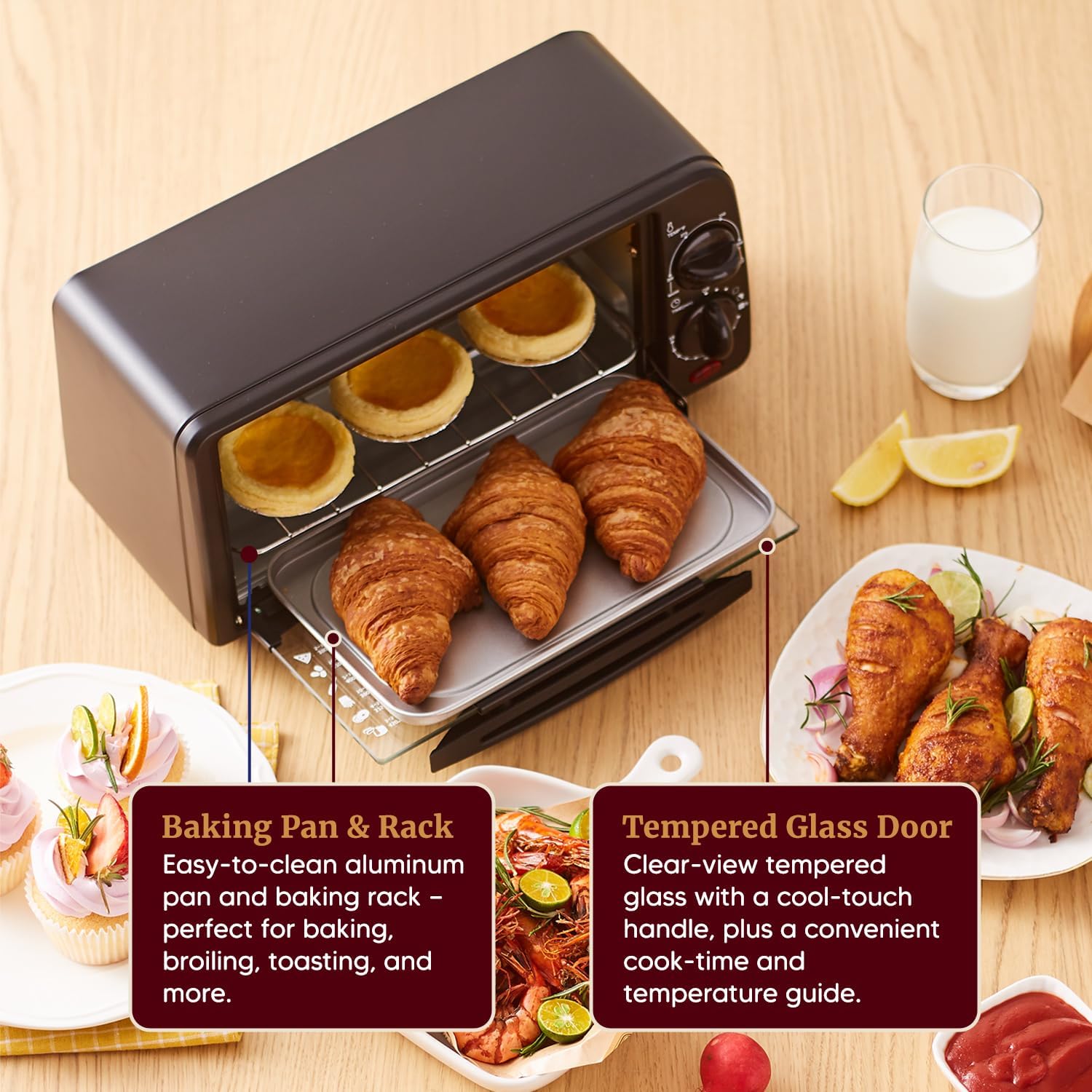 Black Compact 2-Slice Countertop Toaster Oven
