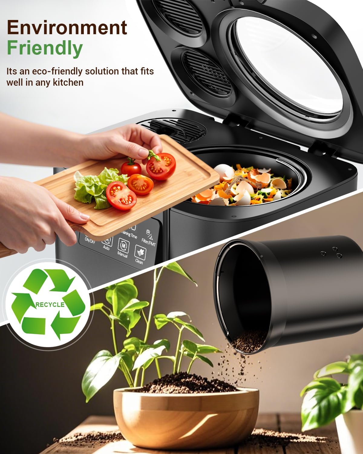 4L Smart Auto-Clean Odorless Indoor Kitchen Electric Composter Machine