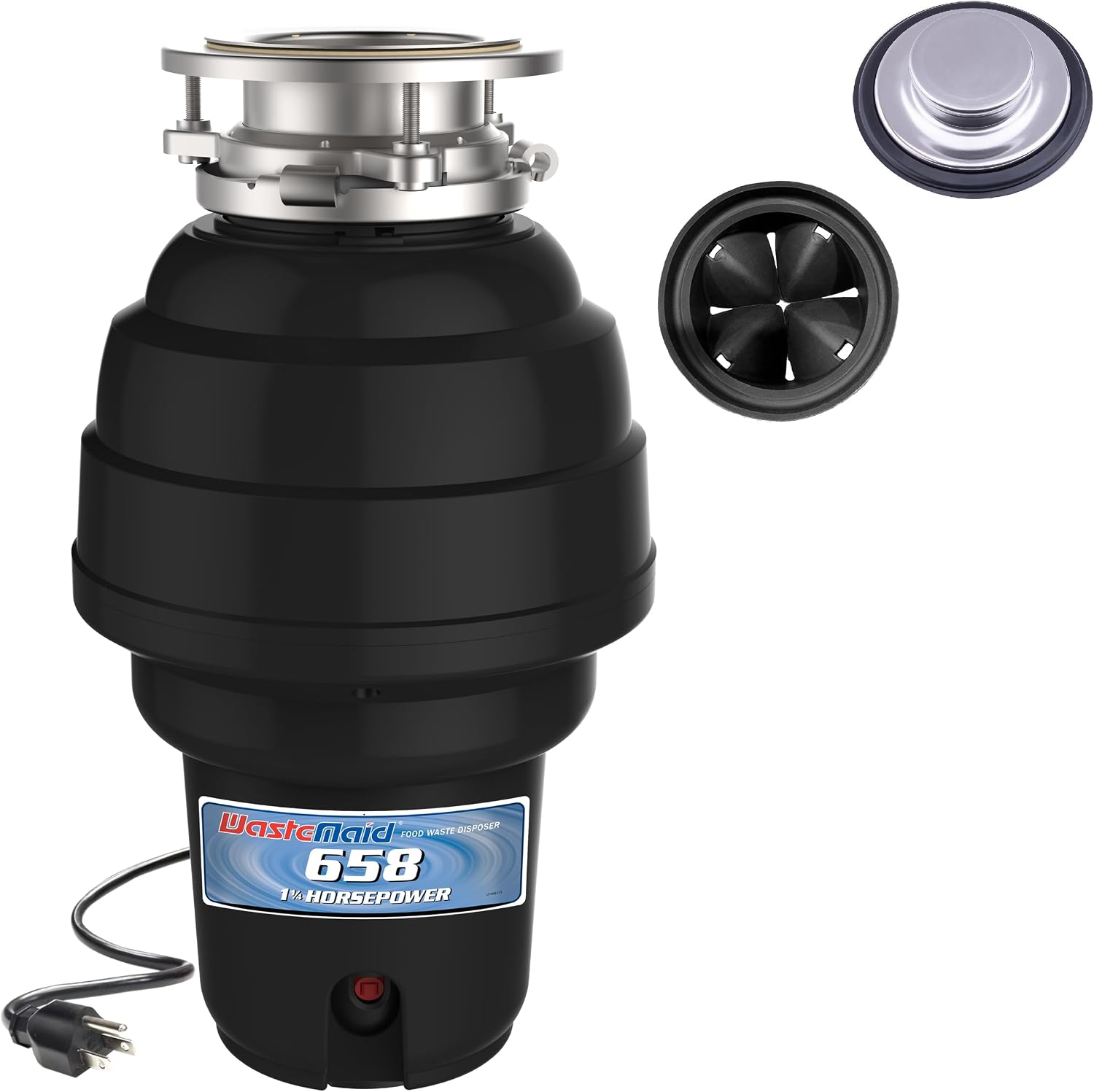1-1/4 HP Black Anti-Jam Stainless Steel Garbage Disposal