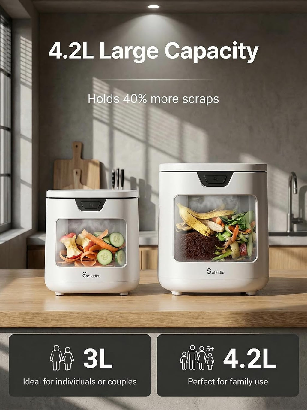 4.2L Self-Cleaning Odorless Countertop Kitchen Composter