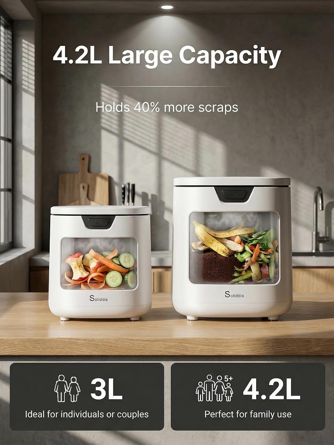 4.2L Self-Cleaning Odorless Countertop Kitchen Composter