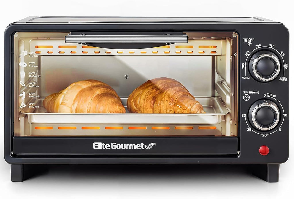 9L Black 4-Slice Countertop Toaster Oven