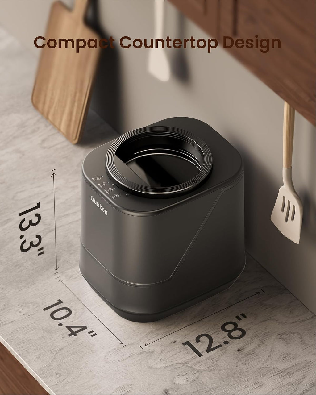 4L Black Smart Auto-Clean Odorless Countertop Kitchen Electric Composter