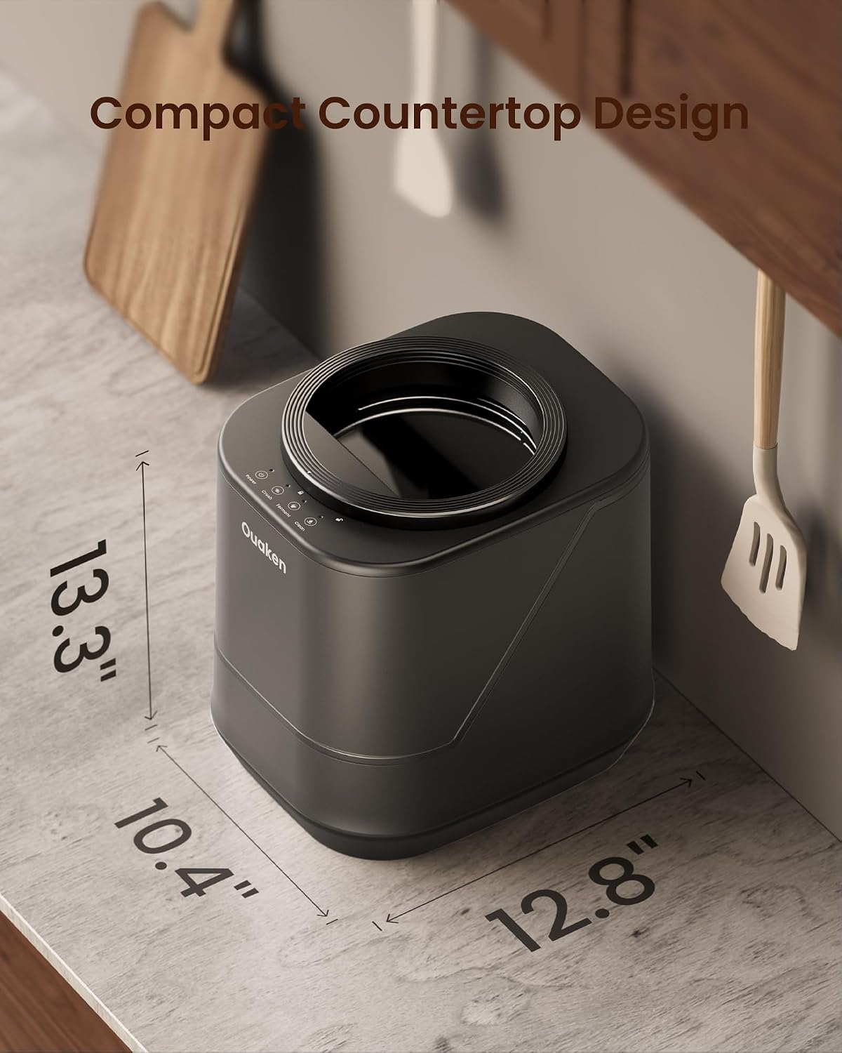 4L Black Smart Auto-Clean Odorless Countertop Kitchen Electric Composter