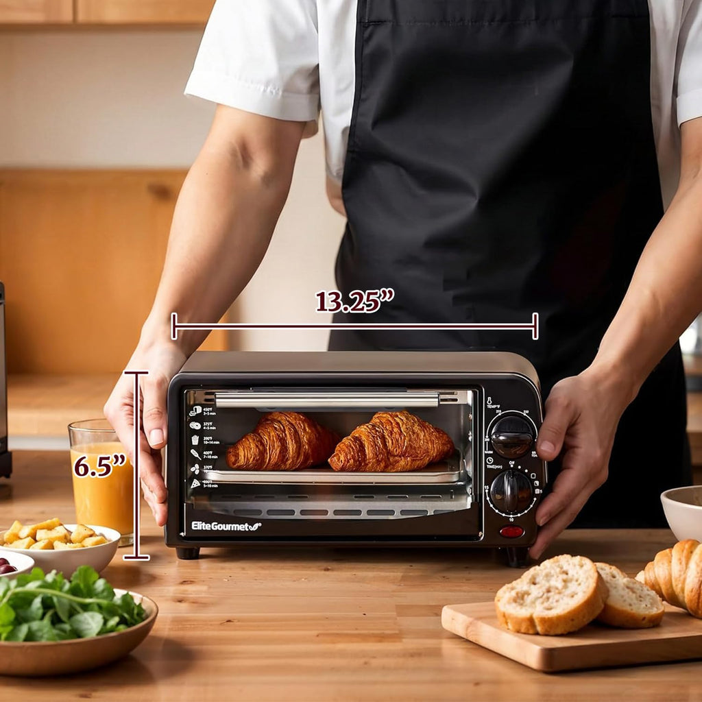 Black Compact 2-Slice Countertop Toaster Oven