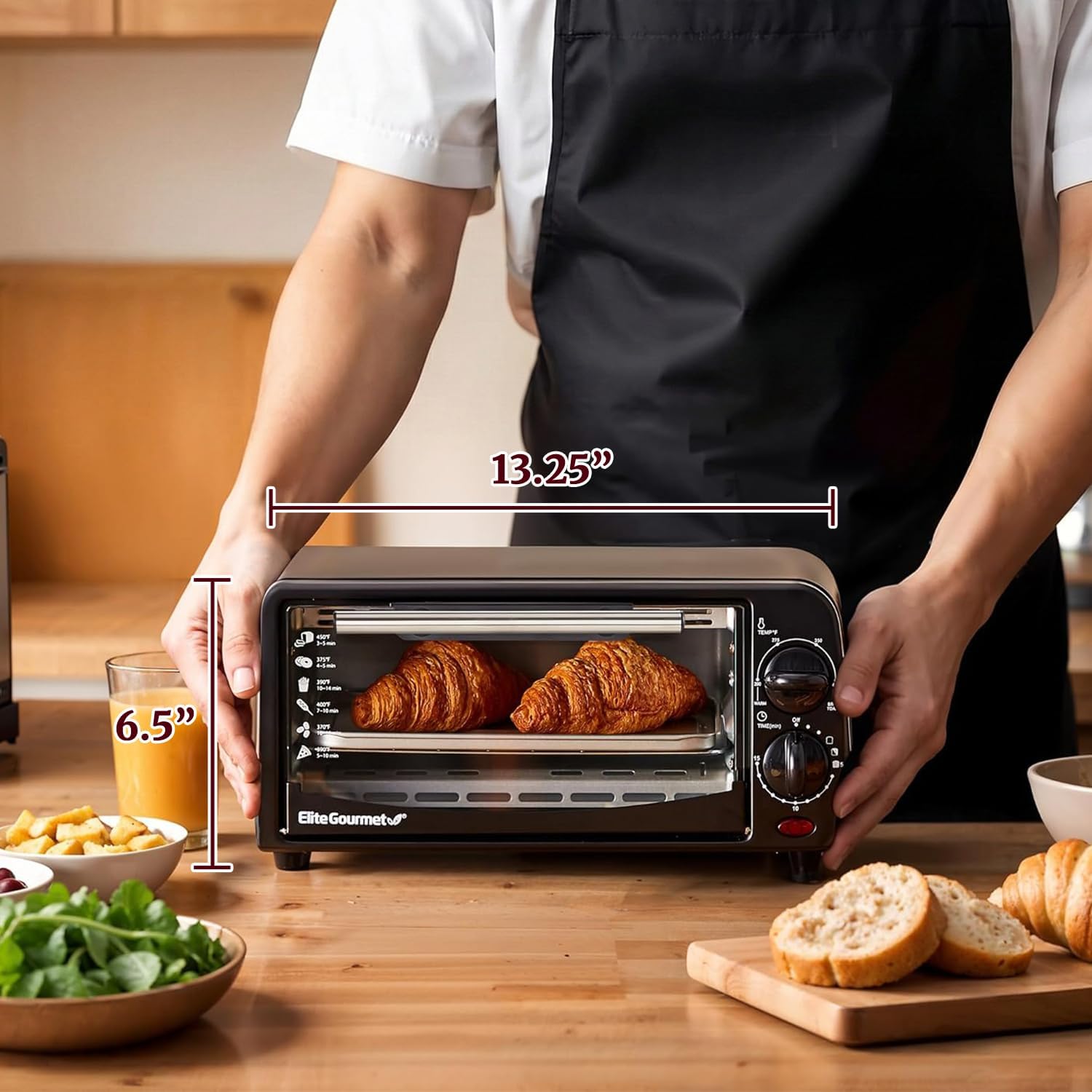 Black Compact 2-Slice Countertop Toaster Oven