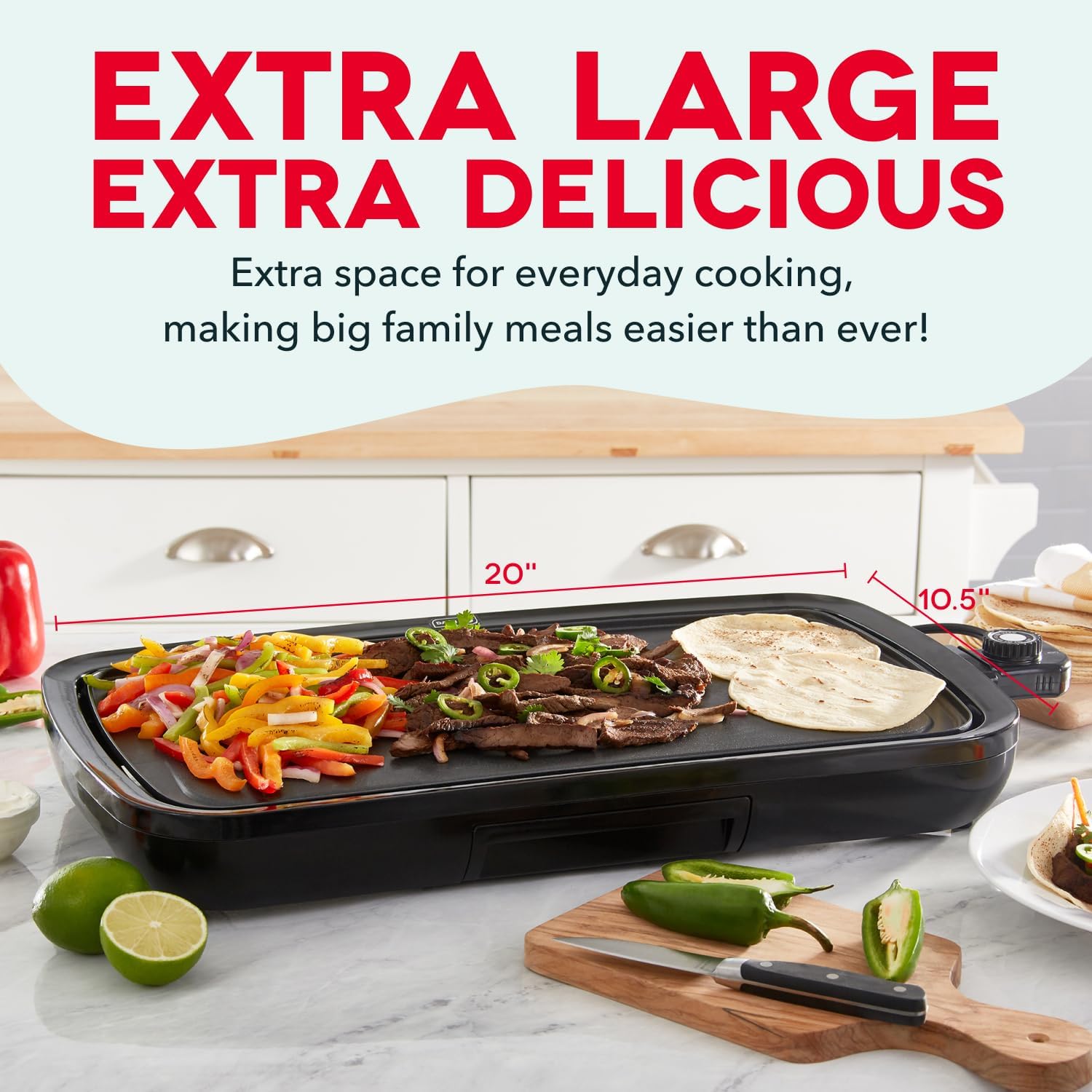 Black Nonstick Removable Plate Electric Griddle