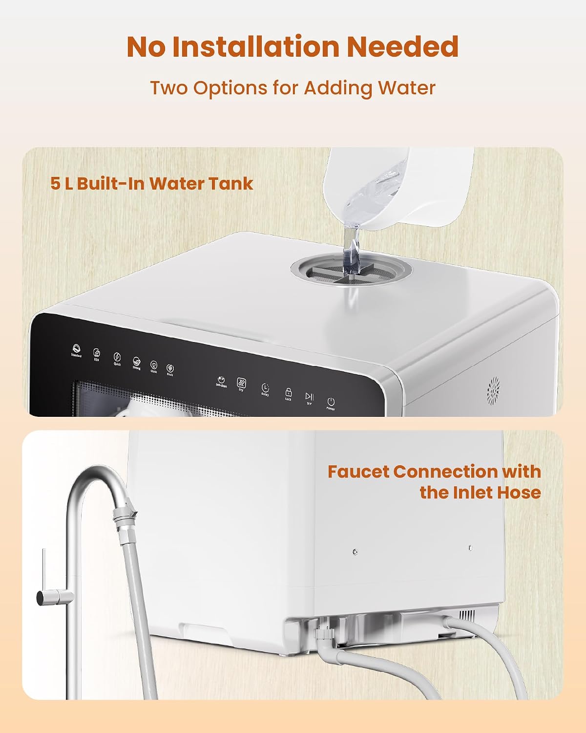Portable Countertop Dishwasher with 8 Wash Programs