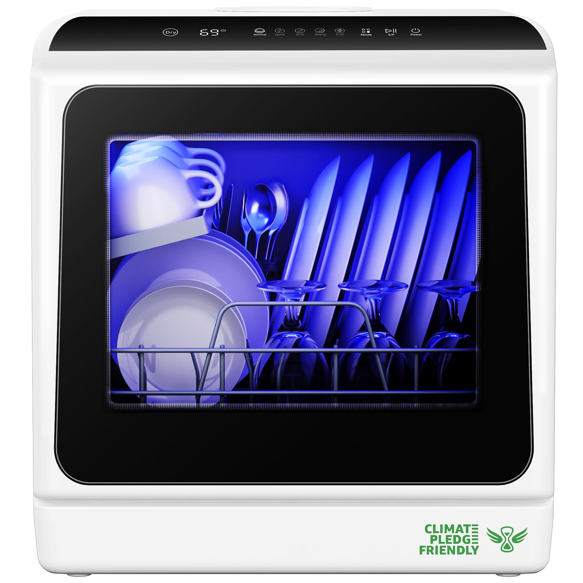 White Mini Portable Dishwasher with 6 Wash Programs