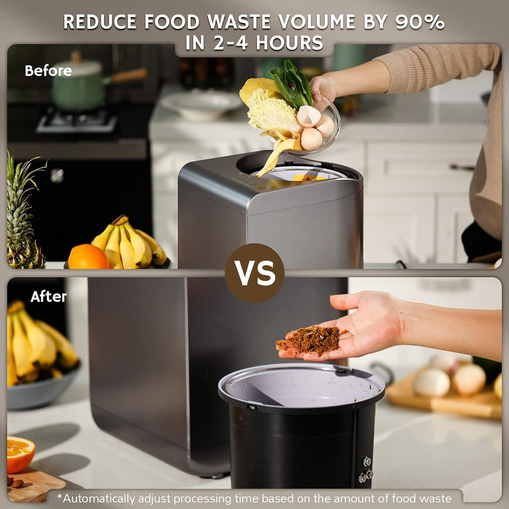 Gray Tri-Blade Electric Kitchen Food Waste Composter Machine