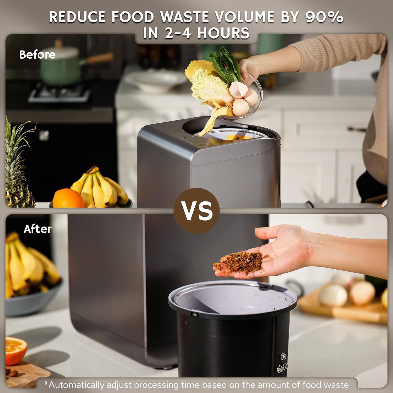 Gray Tri-Blade Electric Kitchen Food Waste Composter Machine