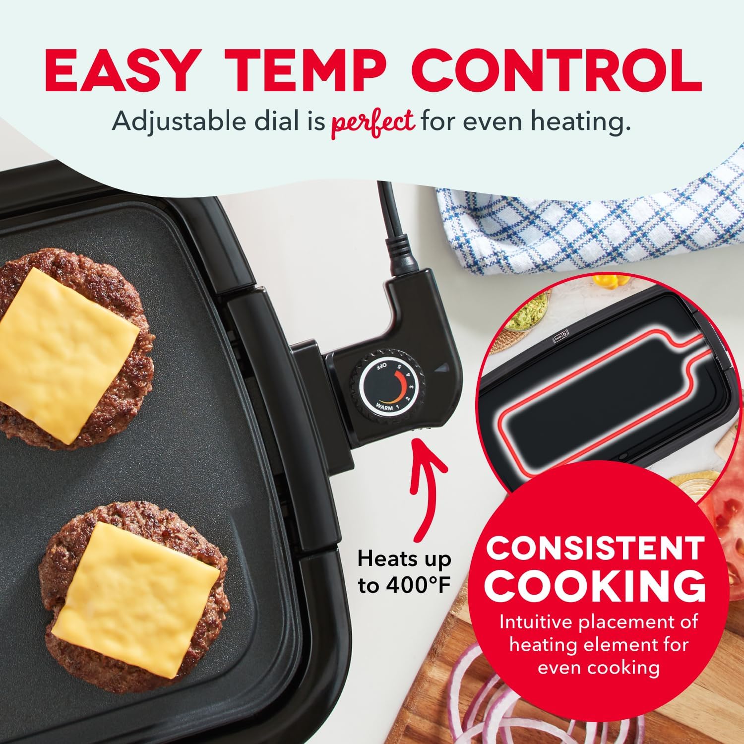 Black Nonstick Removable Plate Electric Griddle