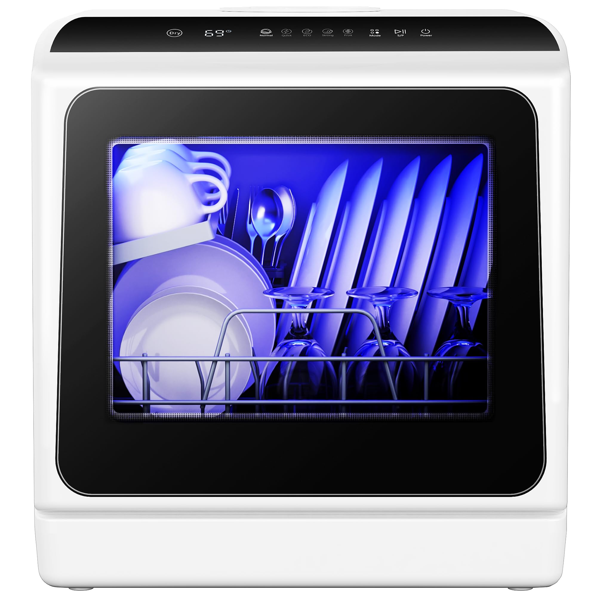 Black Portable Mini Dishwasher 6 Programs Air Dry