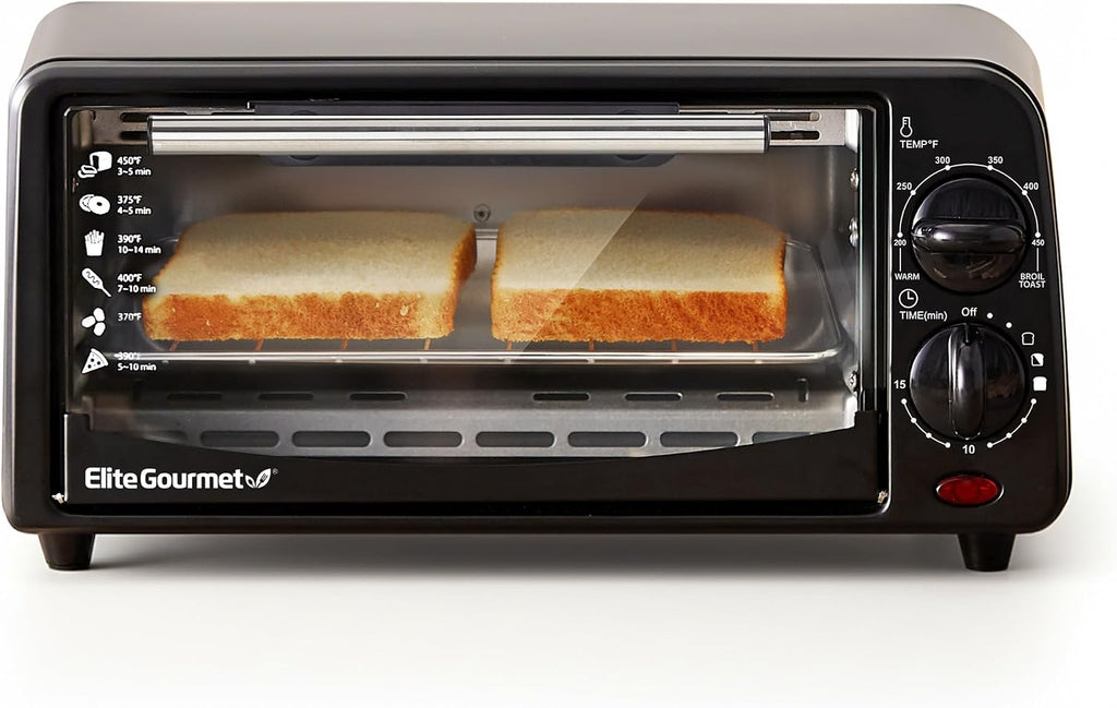 Black Compact 2-Slice Countertop Toaster Oven