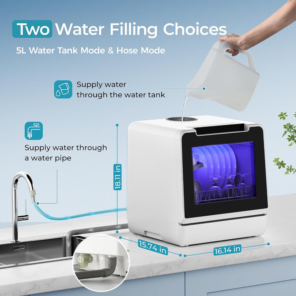 Portable Mini Dishwasher 8 Programs Self Clean Air Dry