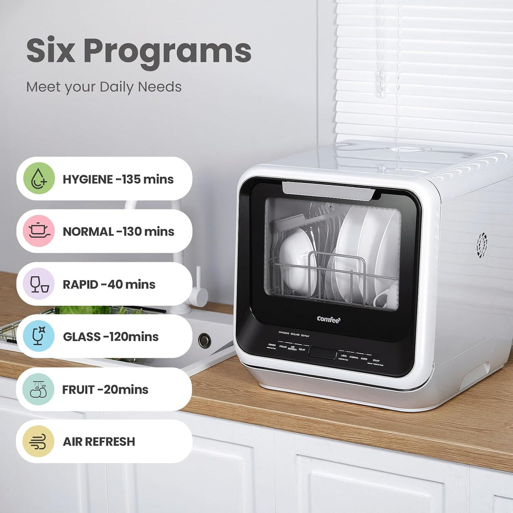 Portable Countertop Dishwasher 360° Dual Spray Air Dry