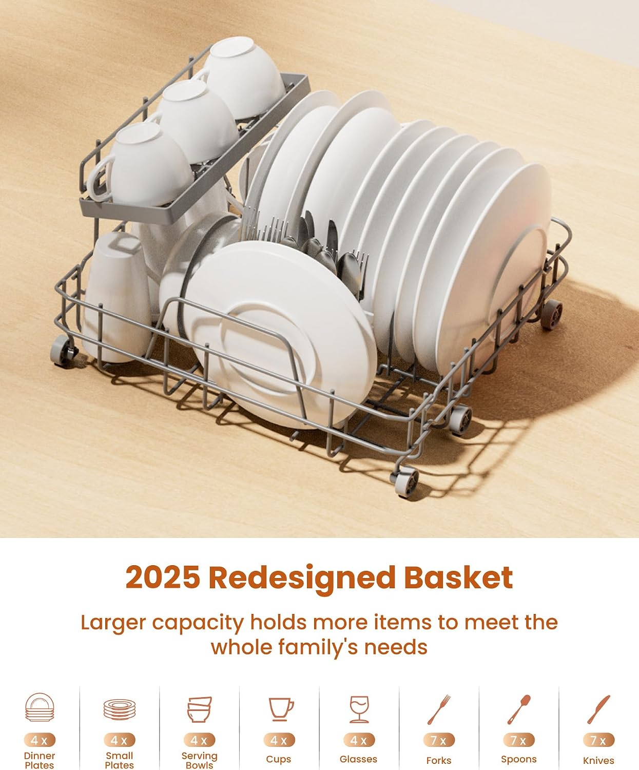 Portable Countertop Dishwasher with 8 Wash Programs