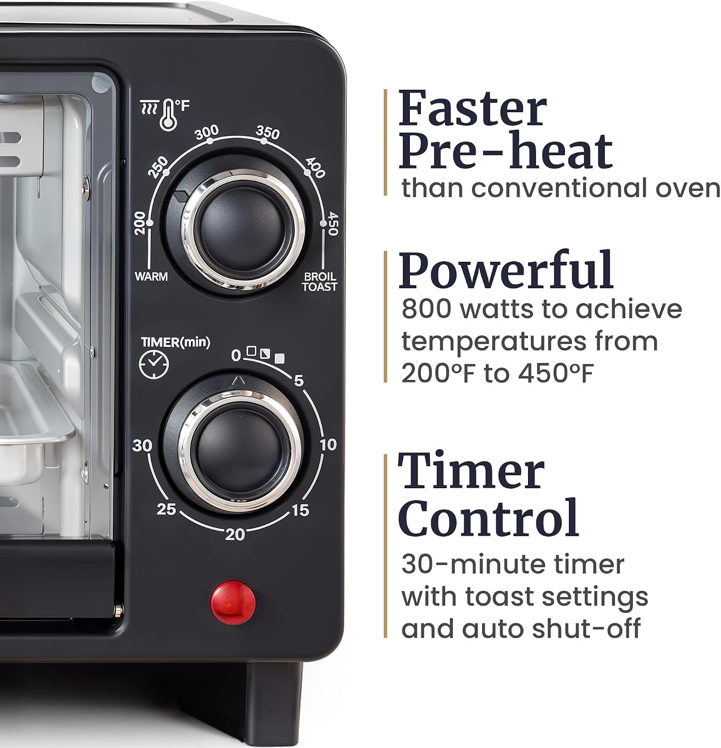 9L Black 4-Slice Countertop Toaster Oven