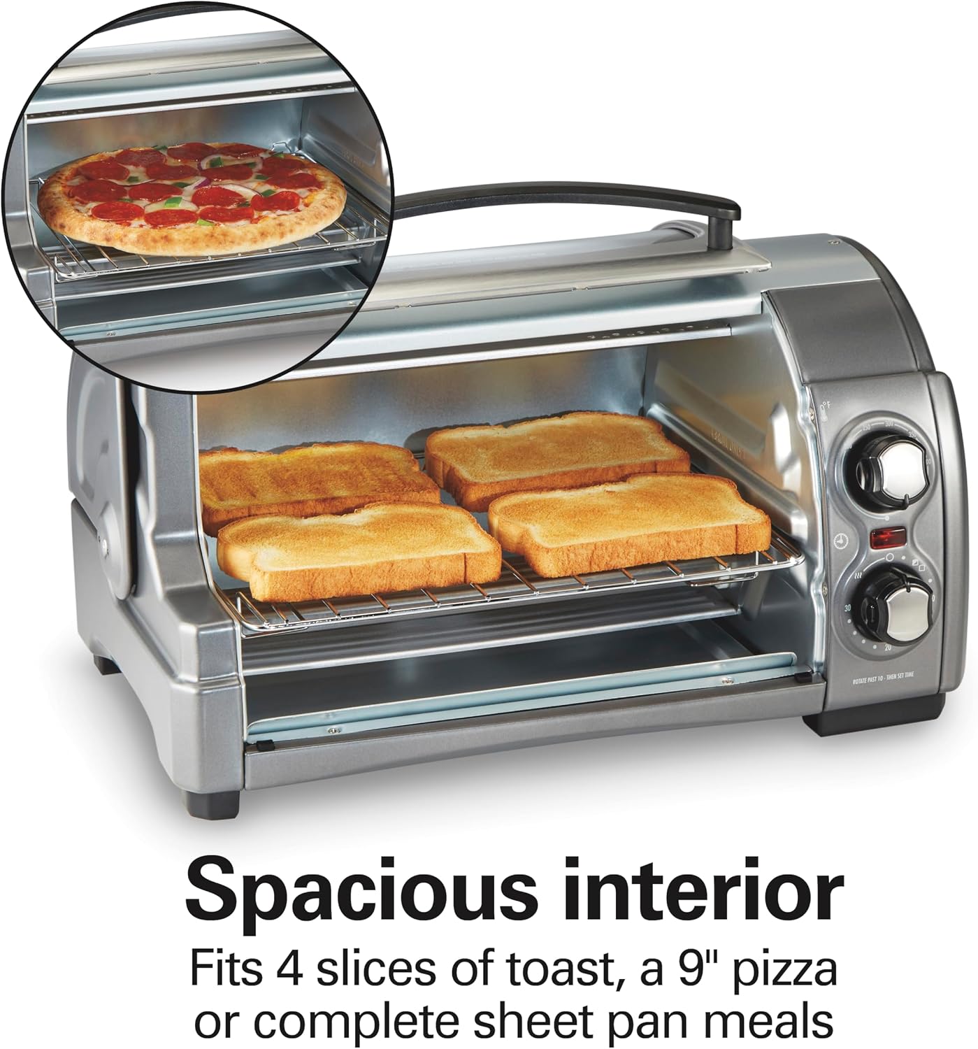 1200W 4-Slice Silver Countertop Toaster Oven