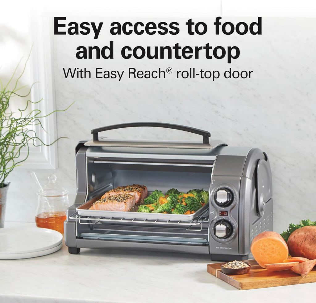 1200W 4-Slice Silver Countertop Toaster Oven