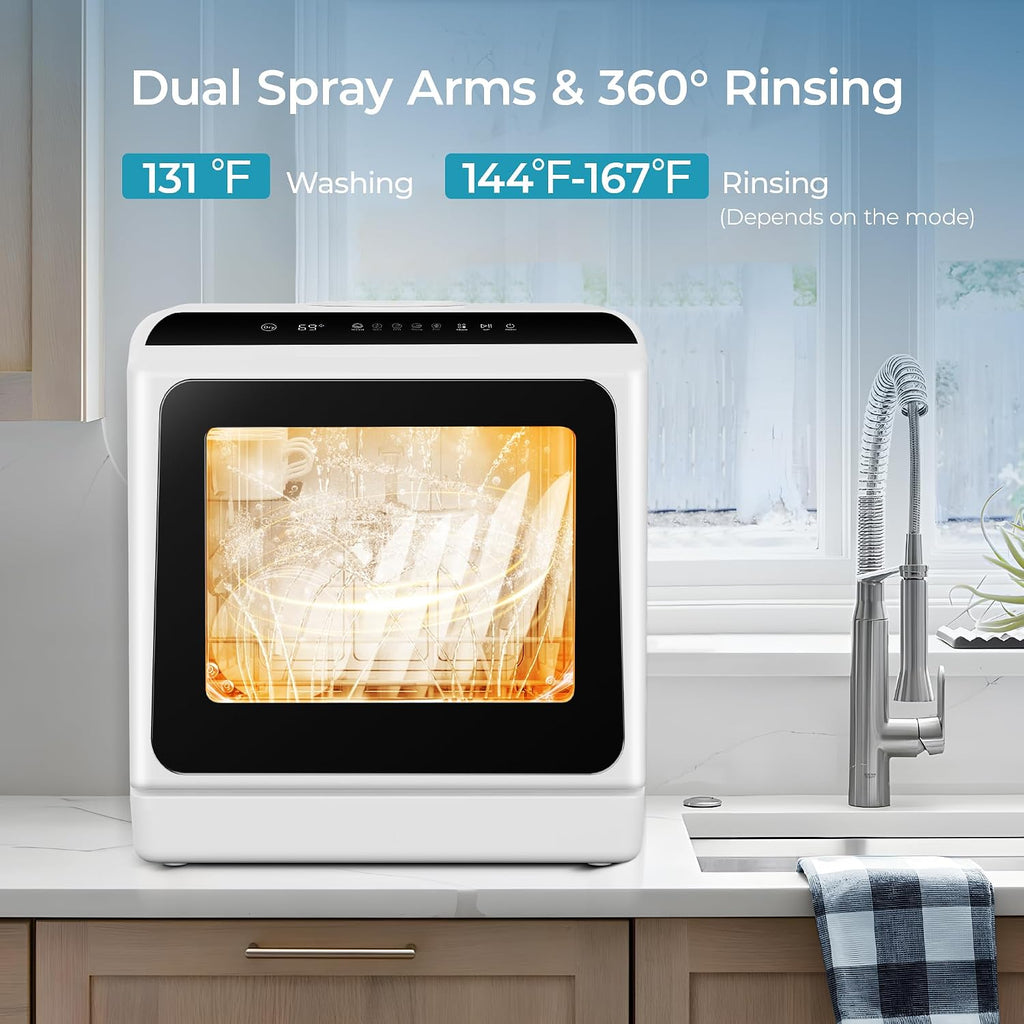 Black Portable Mini Dishwasher 6 Programs Air Dry