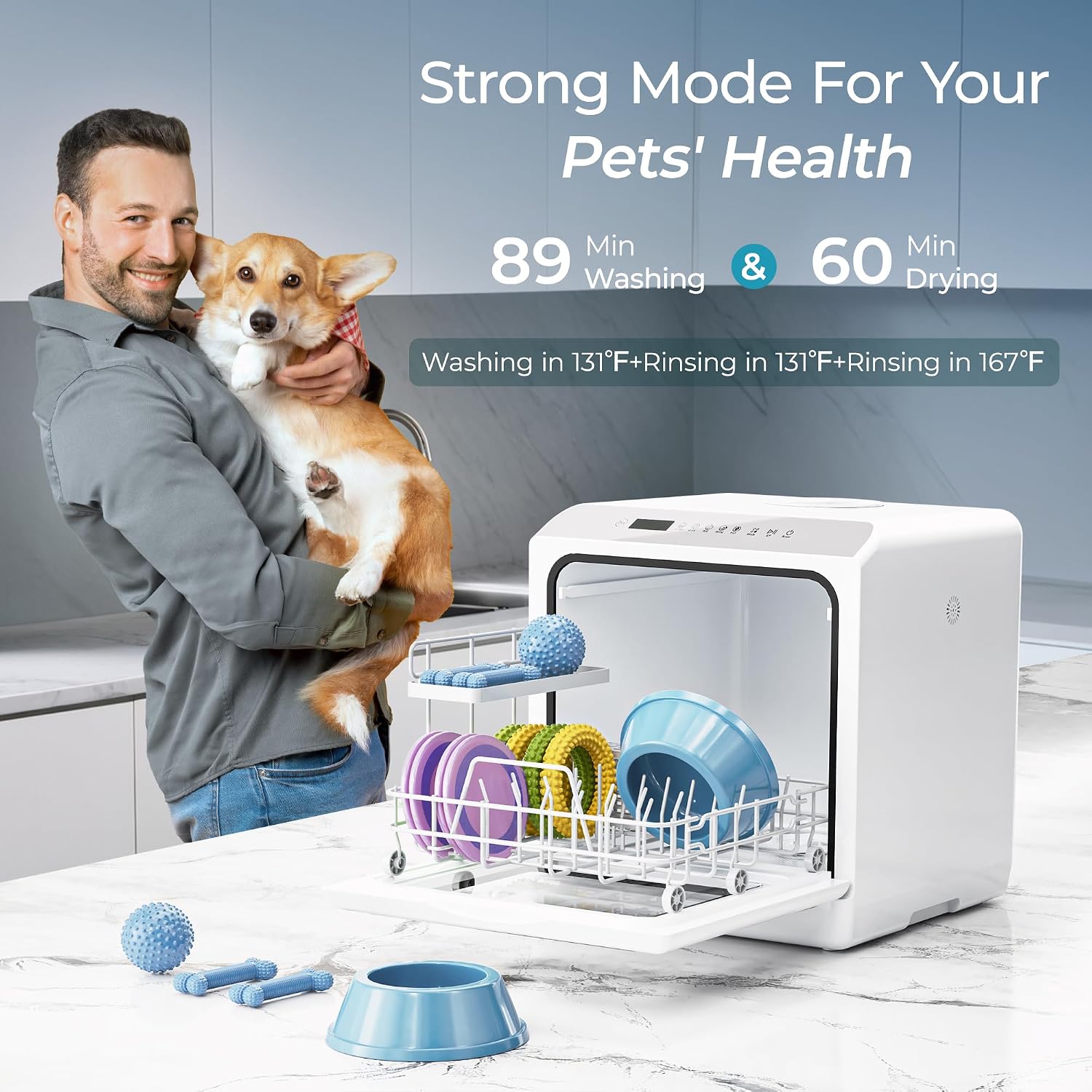 White Mini Portable Dishwasher with 6 Wash Programs