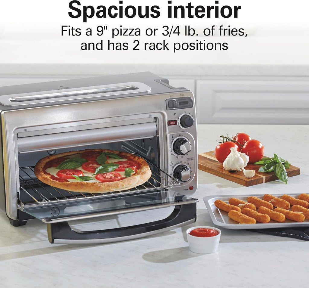 2-in-1 Stainless Steel Toaster Oven 60 Min Timer