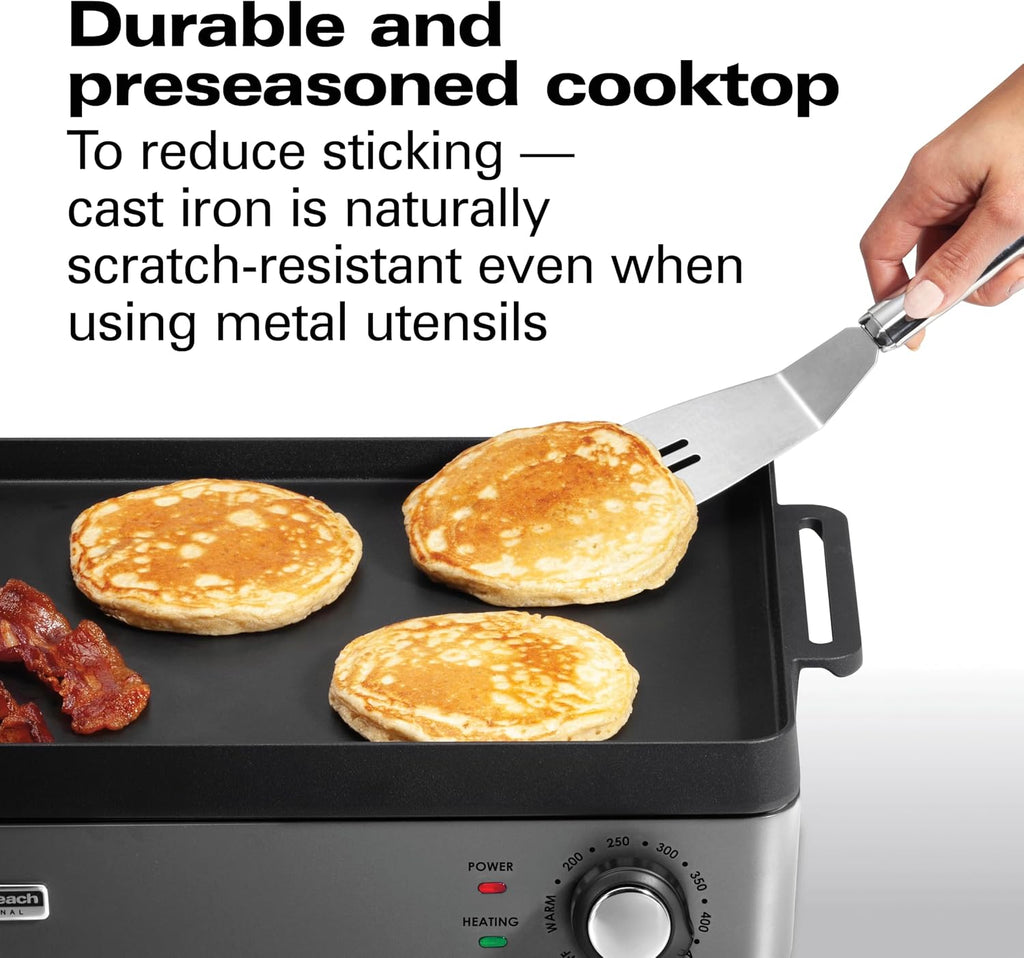 10x16 Inch Cast Iron Adjustable Temp Electric Griddle