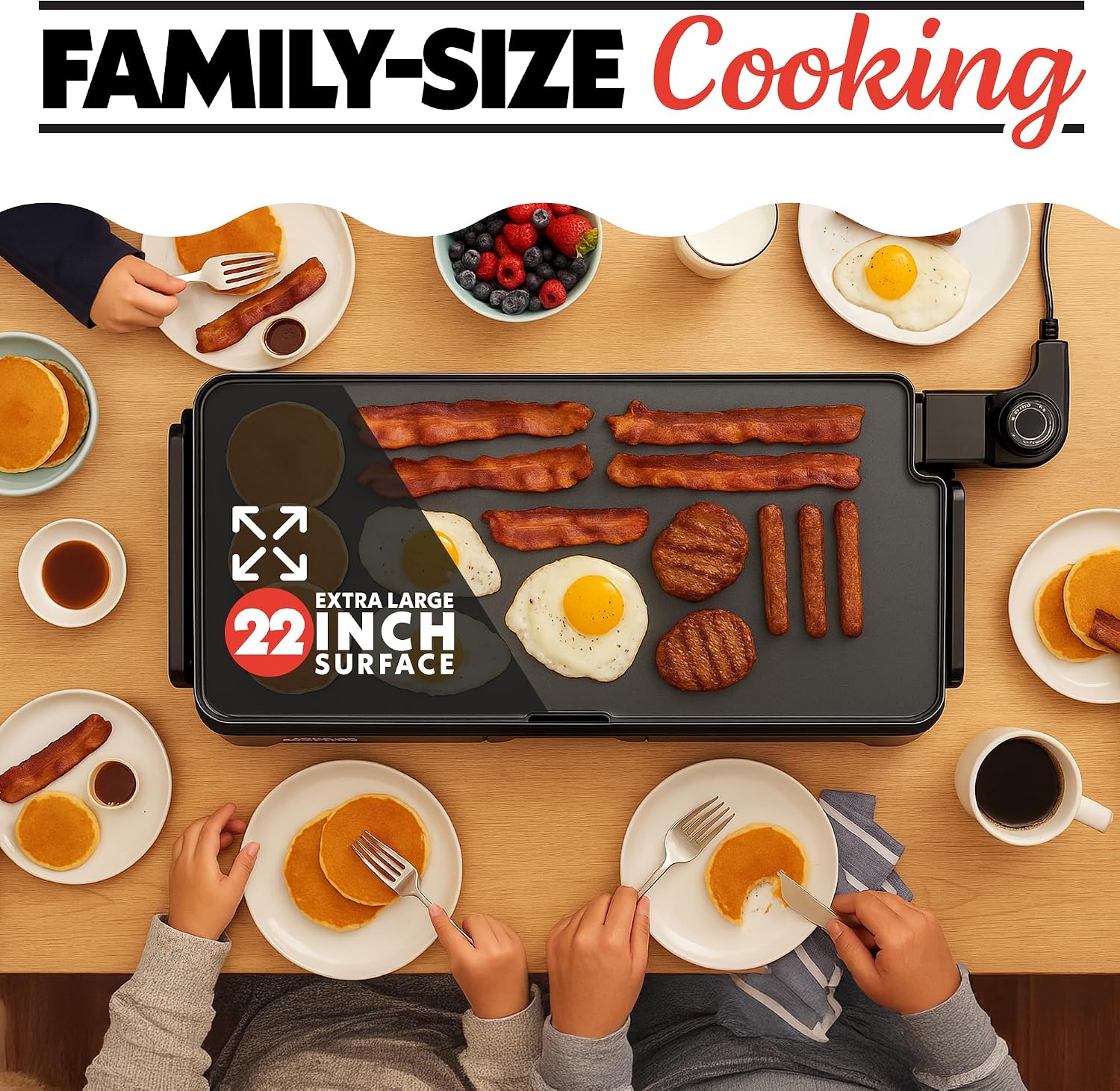 22 Inch XL Ceramic Nonstick Adjustable Temp Griddle