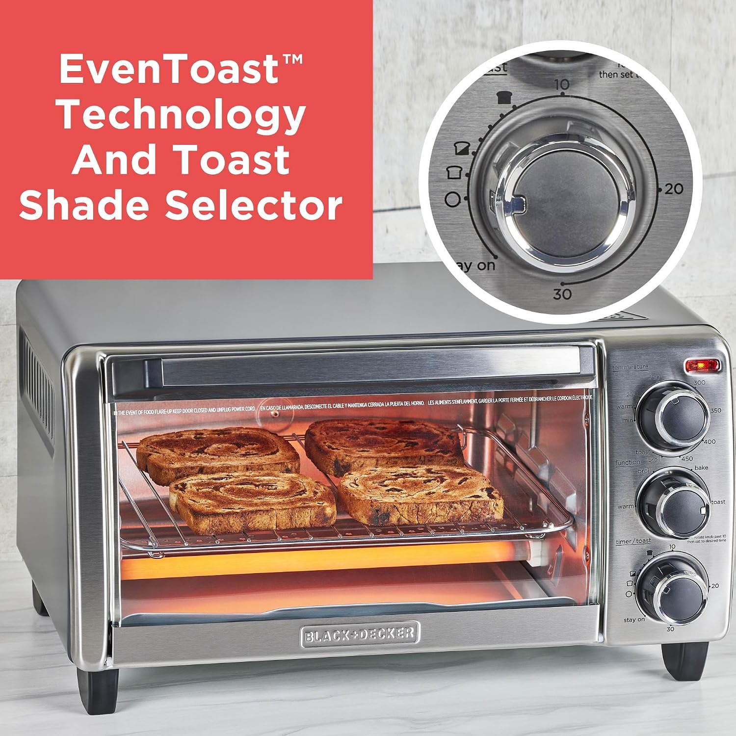 Silver Countertop Toaster Oven Compact Size