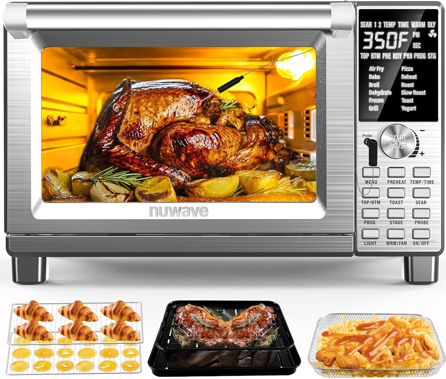 30QT XL 12-in-1 Stainless Steel Air Fryer Oven