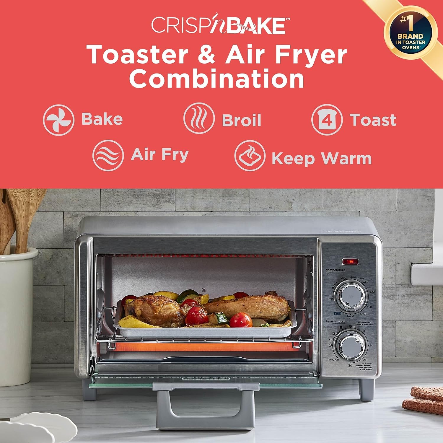5-in-1 Stainless Steel Air Fry Toaster Oven