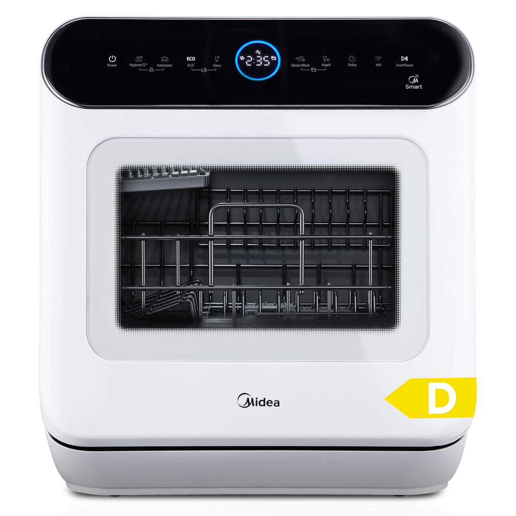 White Portable Countertop Dishwasher with Dual Drying System