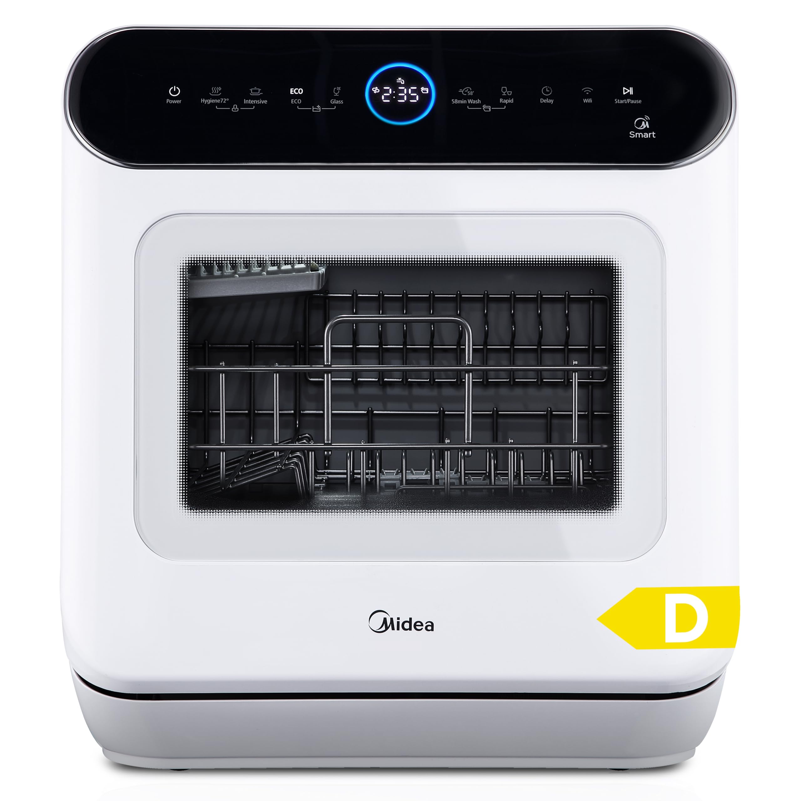 White Portable Countertop Dishwasher with Dual Drying System
