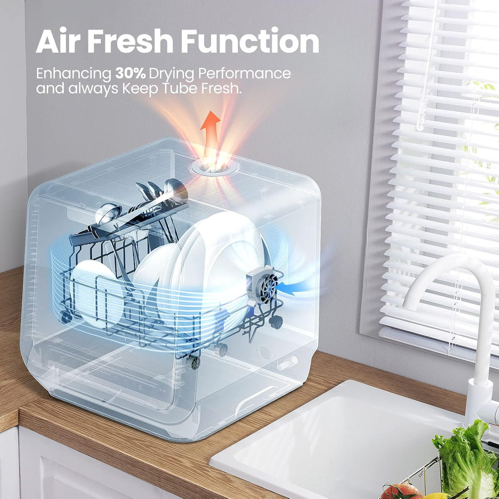Portable Countertop Dishwasher 360° Dual Spray Air Dry