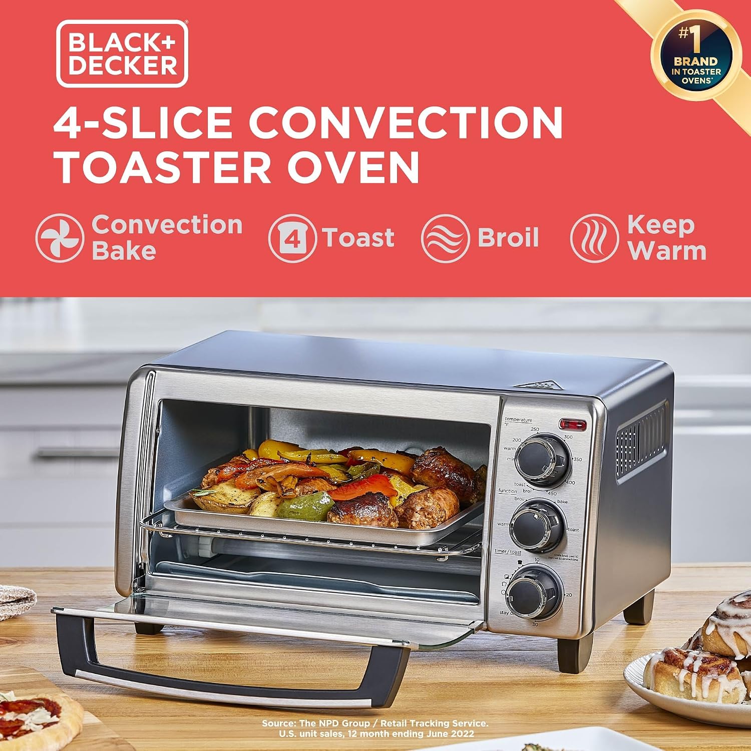 Silver Countertop Toaster Oven Compact Size