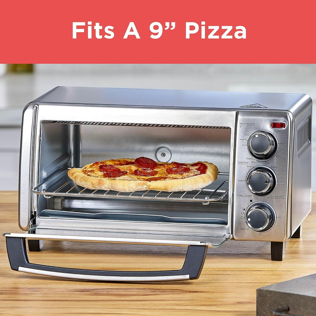 Silver Countertop Toaster Oven Compact Size
