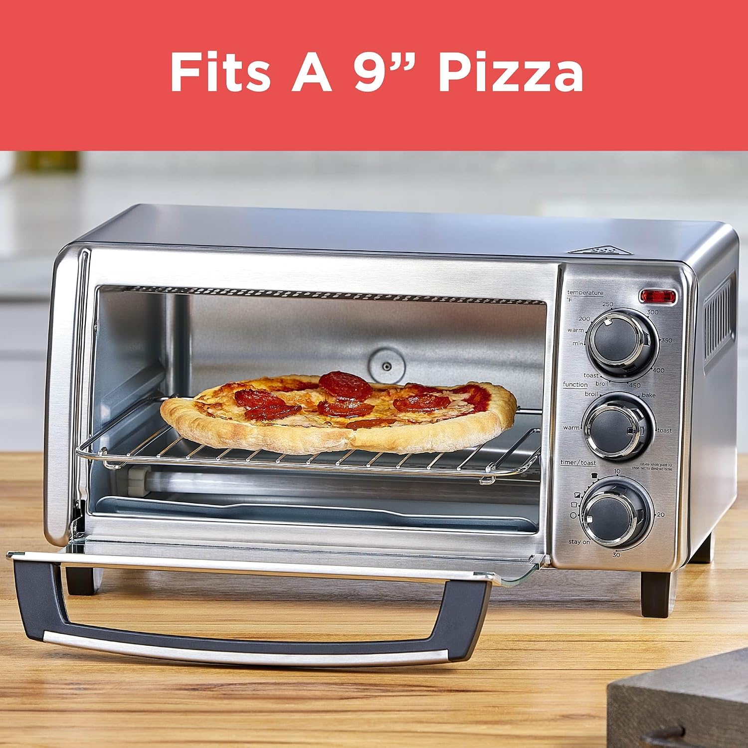 Silver Countertop Toaster Oven Compact Size
