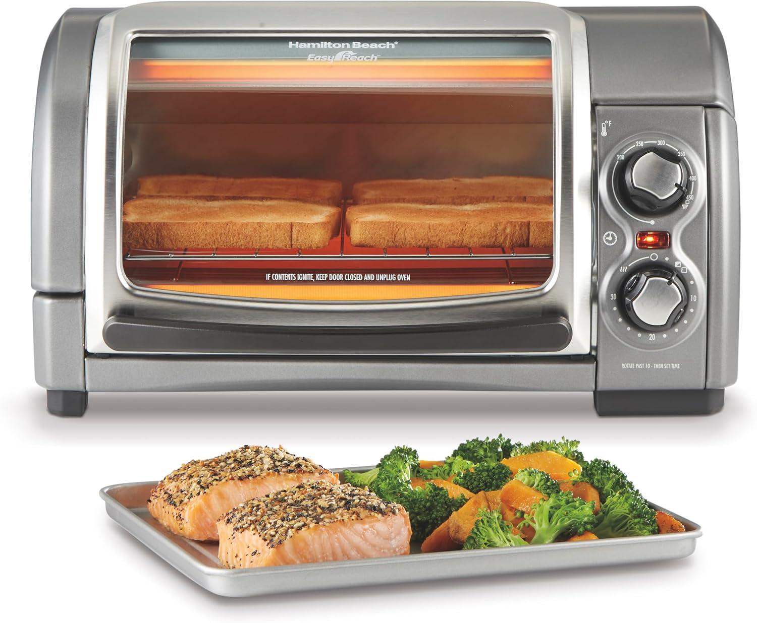 1200W 4-Slice Silver Countertop Toaster Oven