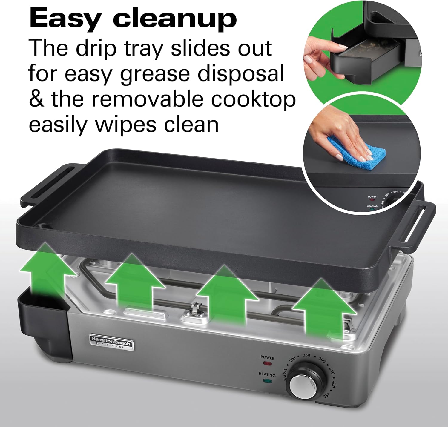 10x16 Inch Cast Iron Adjustable Temp Electric Griddle