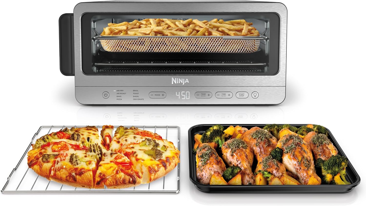 1800W 8-in-1 Stainless Steel Air Fryer Toaster Oven