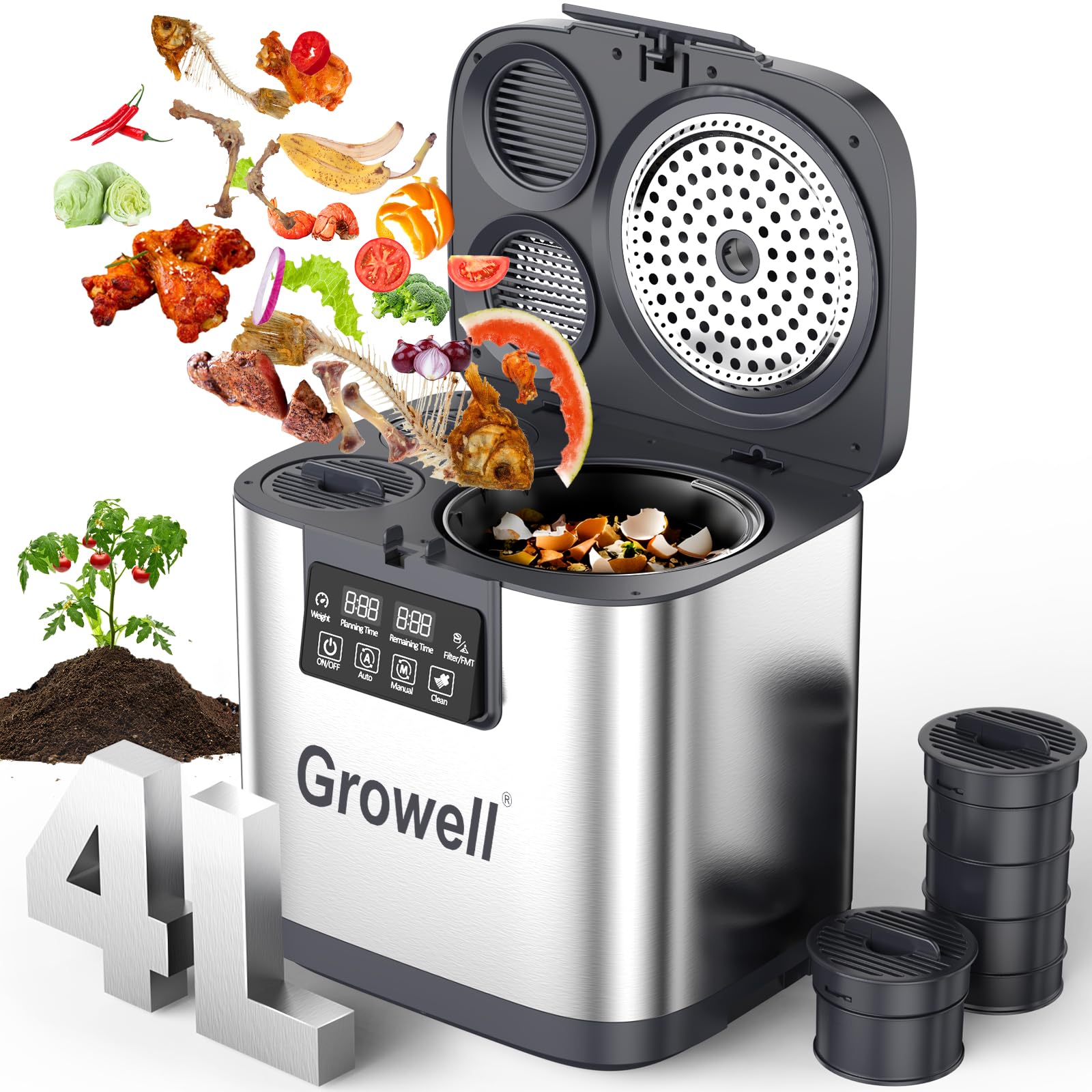 4L Smart Auto-Clean Odorless Indoor Kitchen Electric Composter Machine