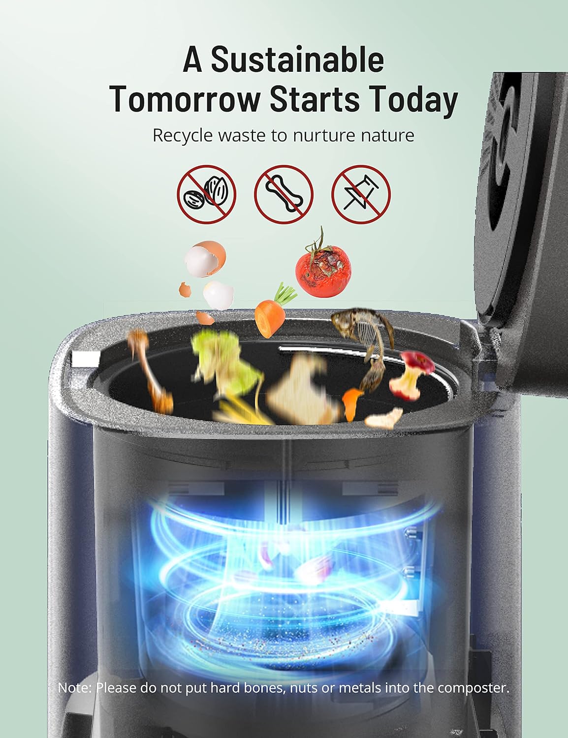 Smart Odor-Free Electric Countertop Kitchen Waste Composter
